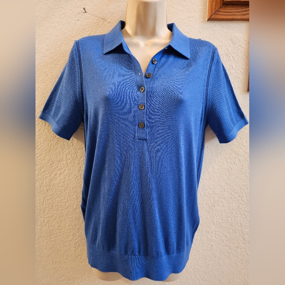 Banana Republic Silk Blend Blue Polo Shirt M NEW WITH TAGS